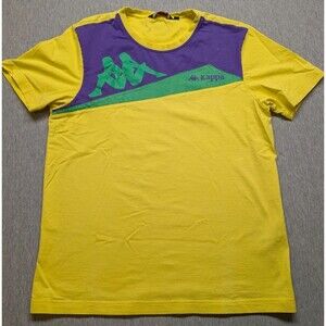 KAPPA Short Sleeve T Shirt with Logo Print Women Size XL Yellow And Purple